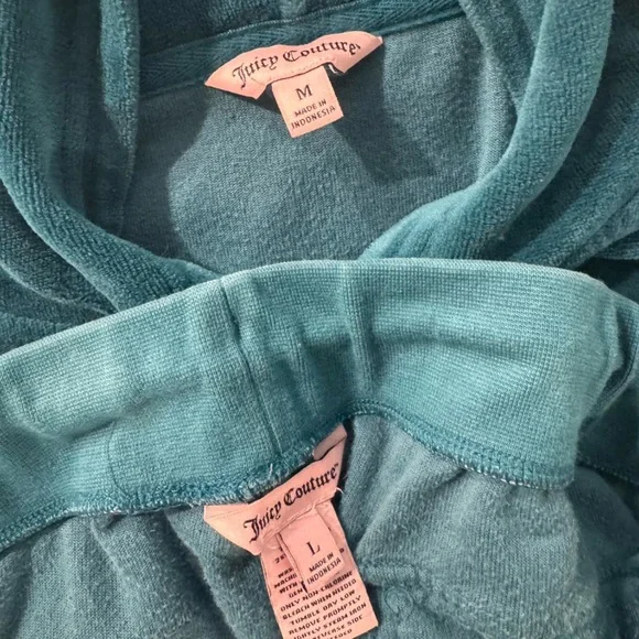 Juicy Couture Teal Velour Hoodie and Pants Set - Picture 7 of 7